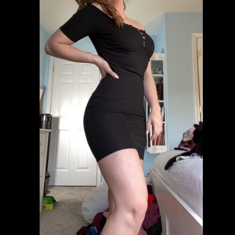 Black Off the Shoulder Mini Dress